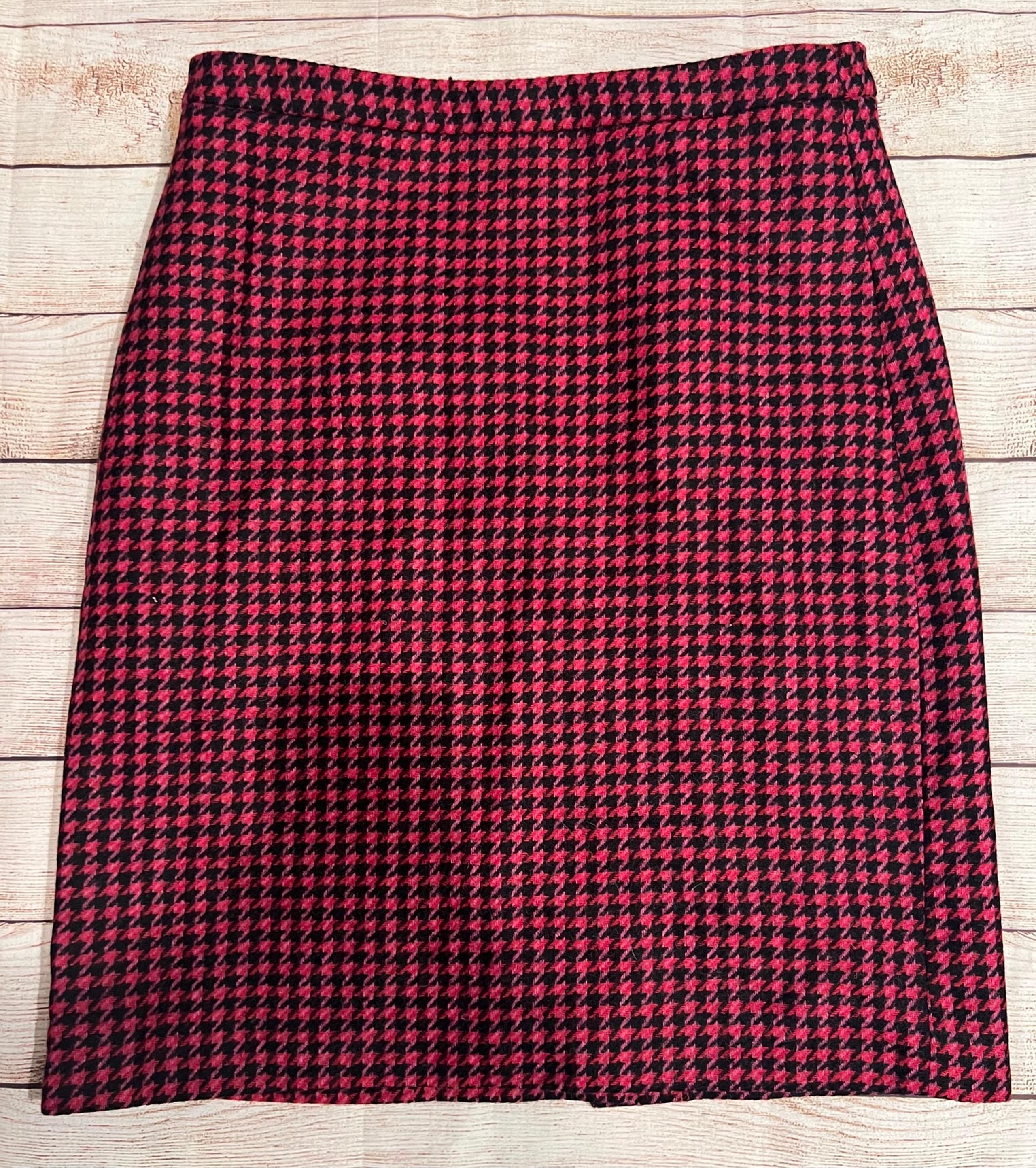 PURE COLLECTION houndstooth tweed wool pencil skirt -size 12