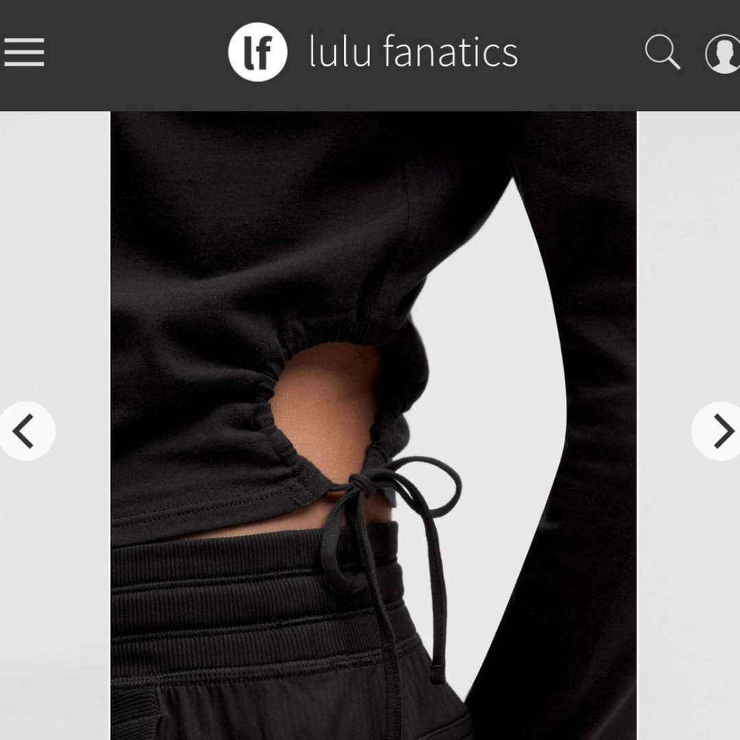 NWT Lululemon Cinched Cut-Outs Cotton Long-Sleeve Shirt Sz Small Black