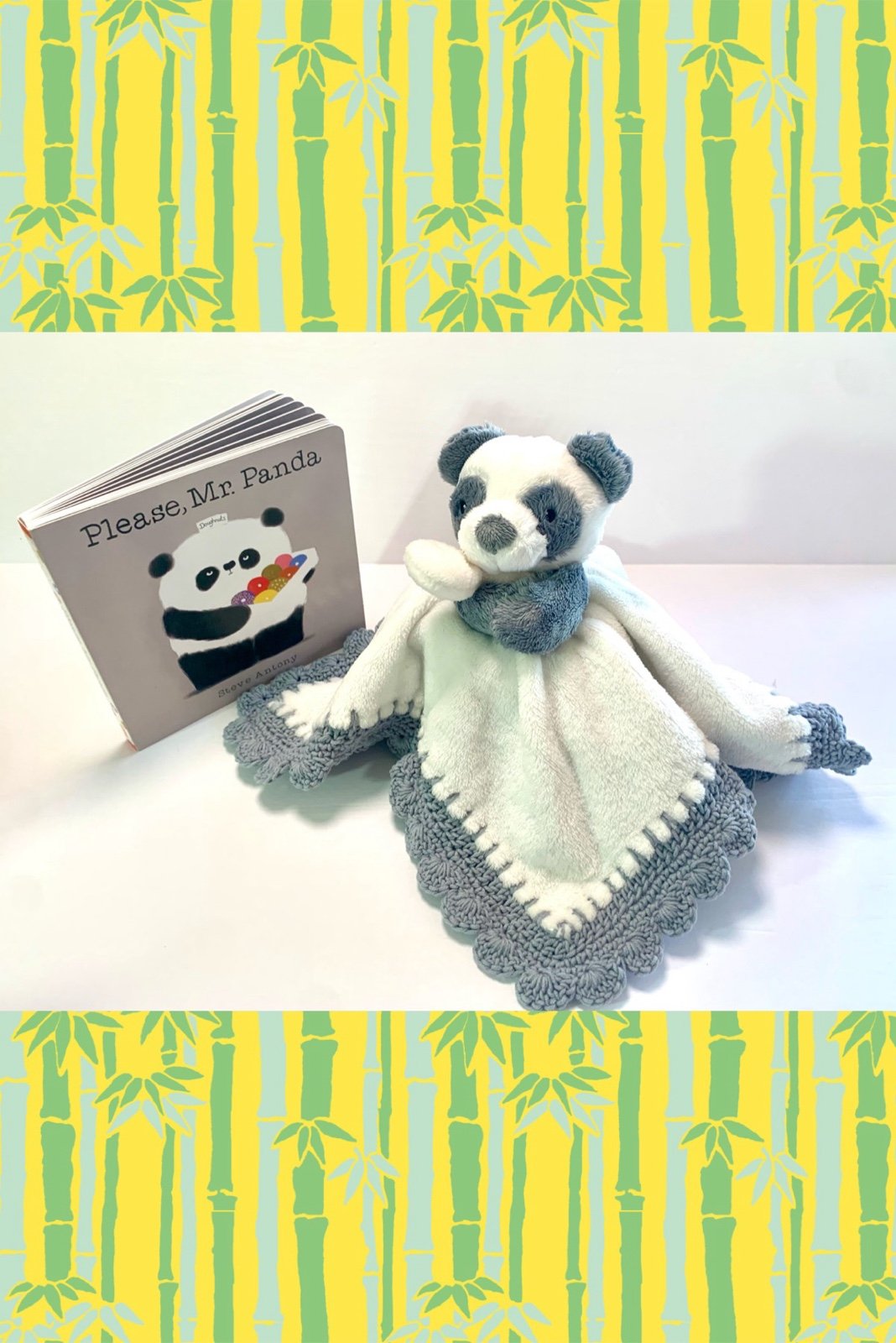 Please Mr Panda Crochet Lovely Security Blanket & Book Set