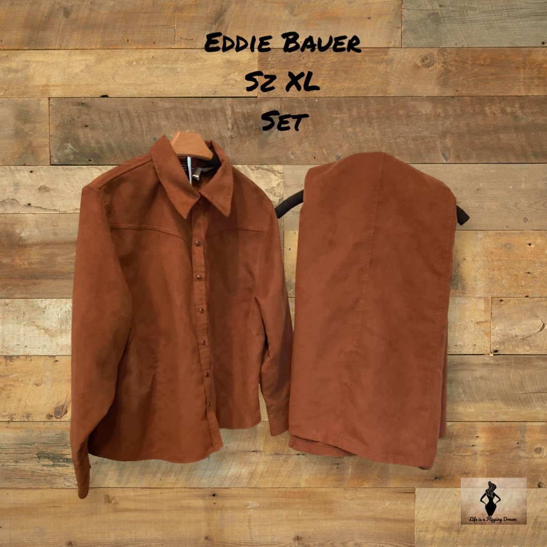 Vintage Eddie Bauer NWT Suede Women’s Sz XL Brown Long Skirt and Matching Top