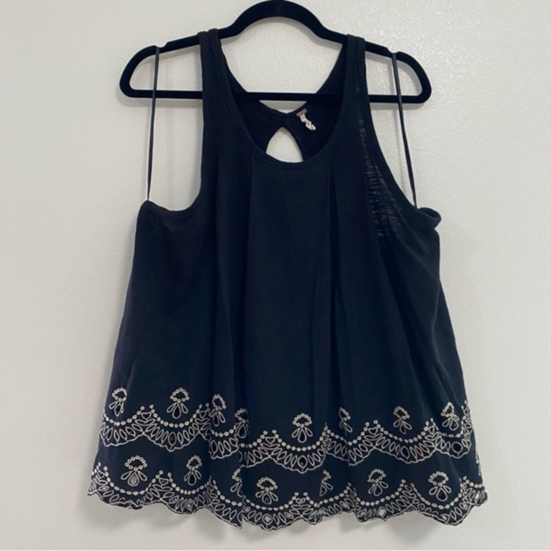 Free People Embroidered Sleeveless Flare Top Size Small