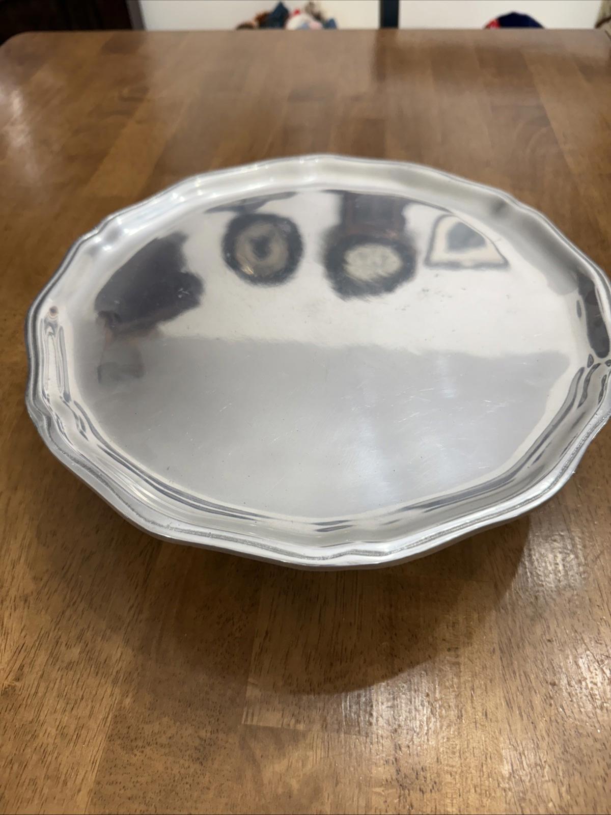 Vintage HTF Wilton Pewter Queen Anne Round Cake Stand Pedestal Scalloped 11