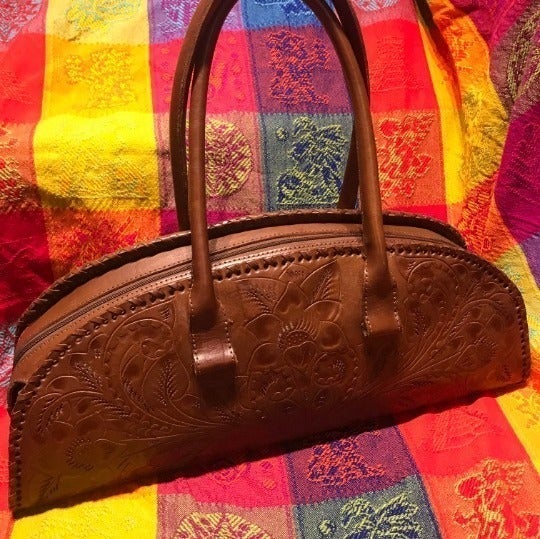 Alexis David leather embossed hand bag