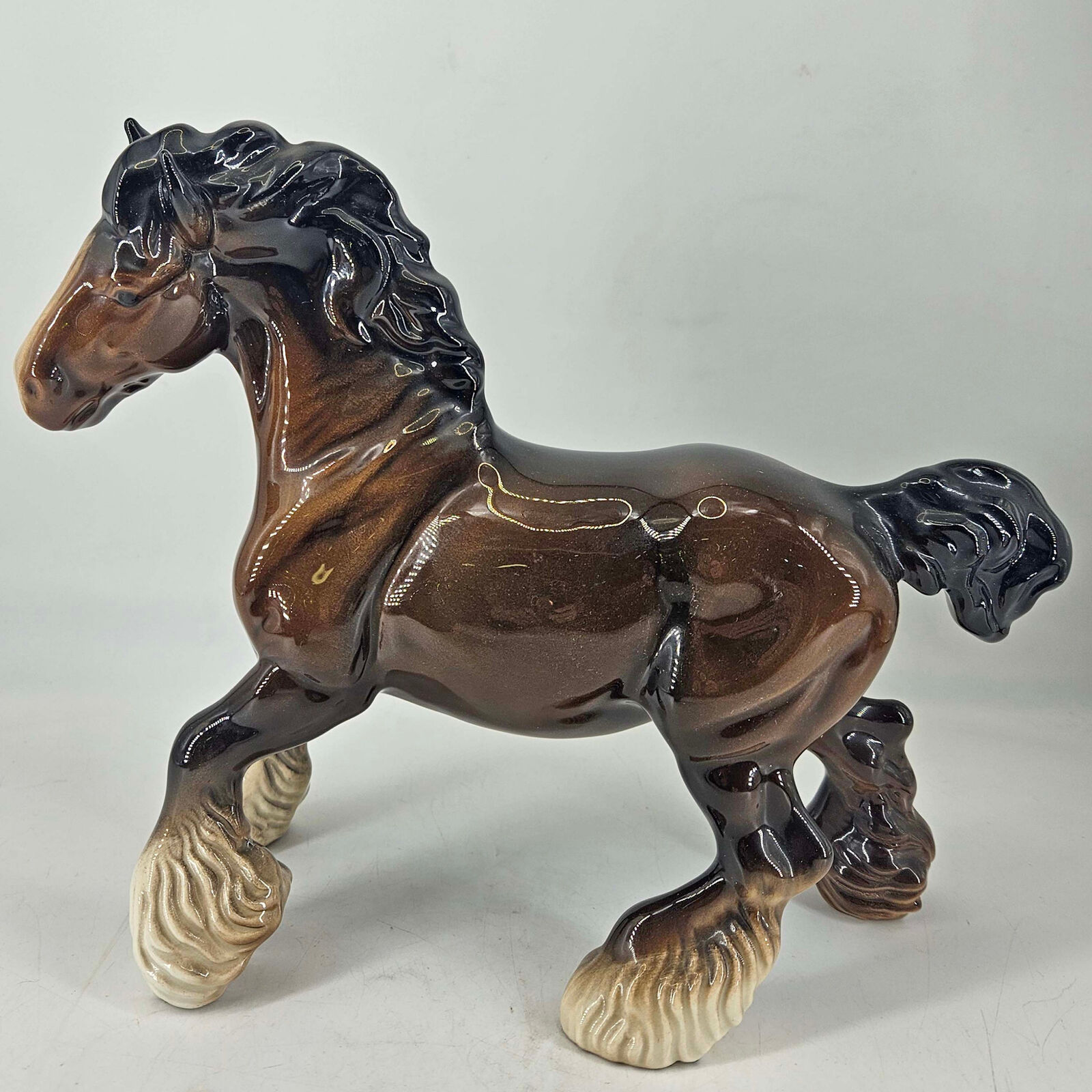 Beswick Cantering Shire Horse figurine Brown Bay Gloss Model # 975