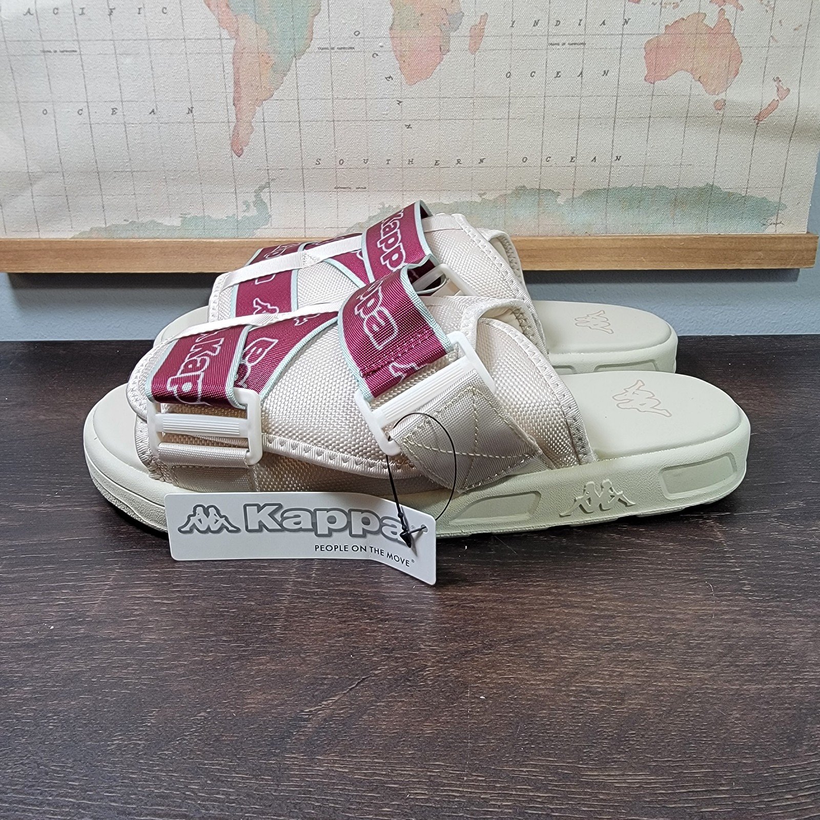 BRAND NEW Kappa Logo Tape Kalpi Slides Beige Men's Size 11.0