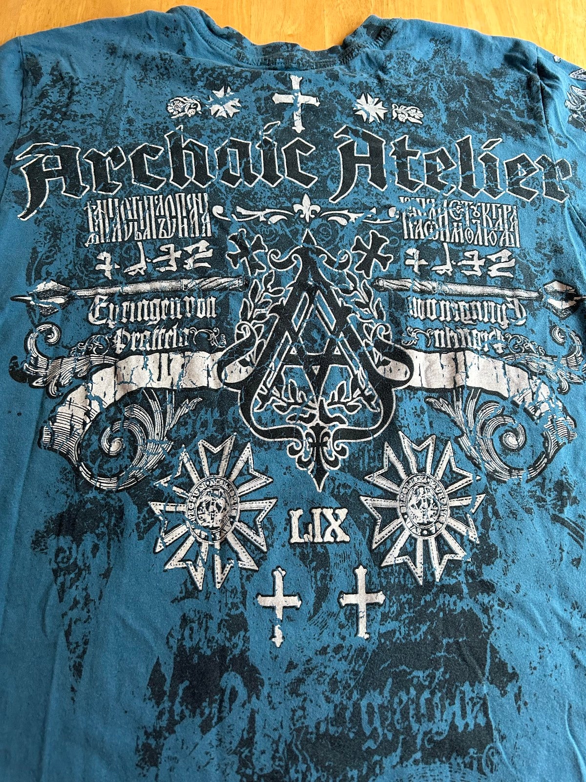 Vintage Affliction Shirt Mens M White Archaic Cross Goth