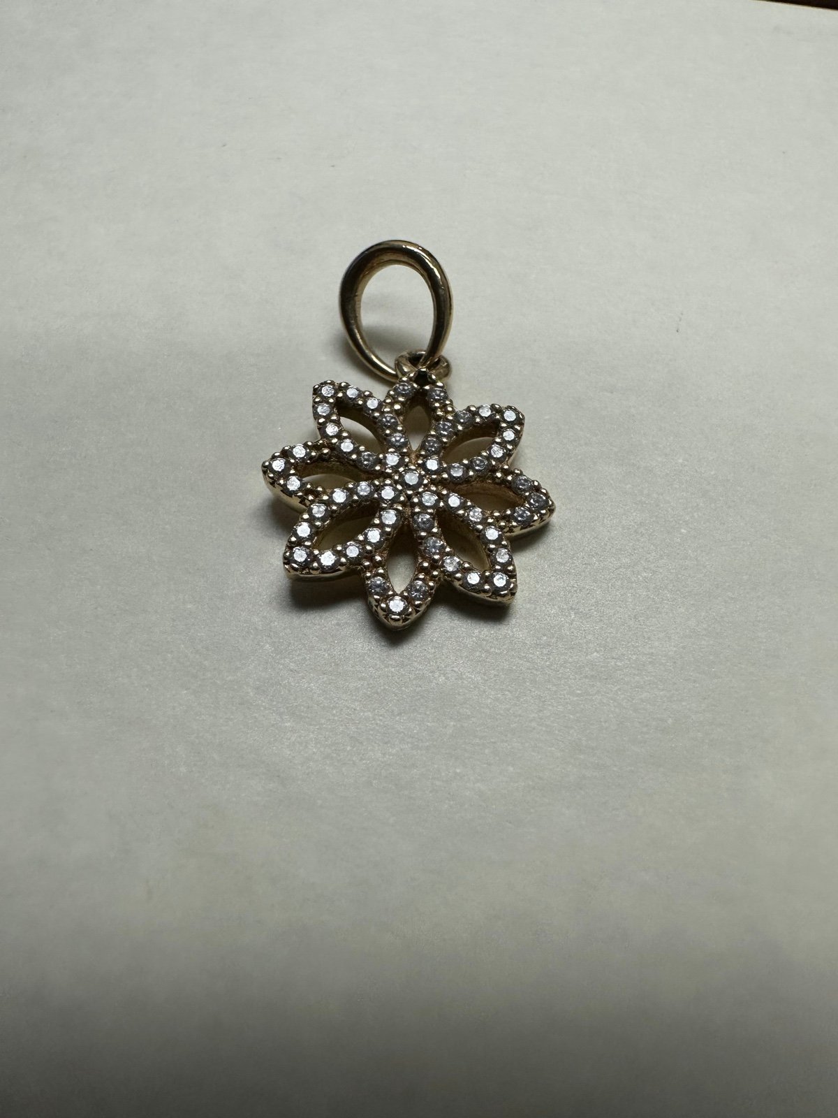 100% Authentic PANDORA 14K GOLD LACE BOTANIQUE FLORAL PENDANT 350179CZ