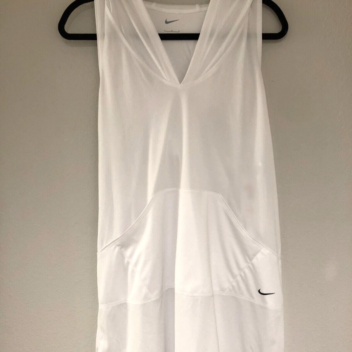 Nike Women's Hooded White Dress Swim Cover-Up Activewear Athletic Sz L NESS9357