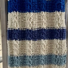 Baby boy hand knit blanket / room decor