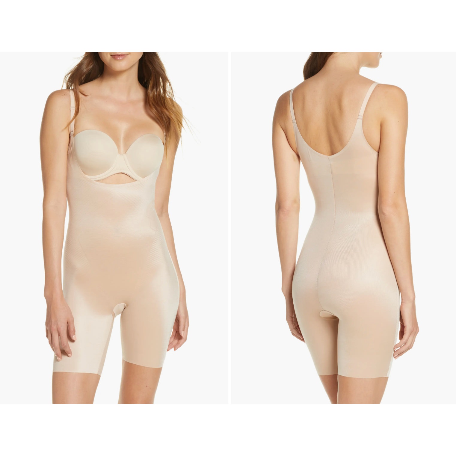 SPANXshape Invisible Open-Bust Mid-Thigh Bodysuit NWOT