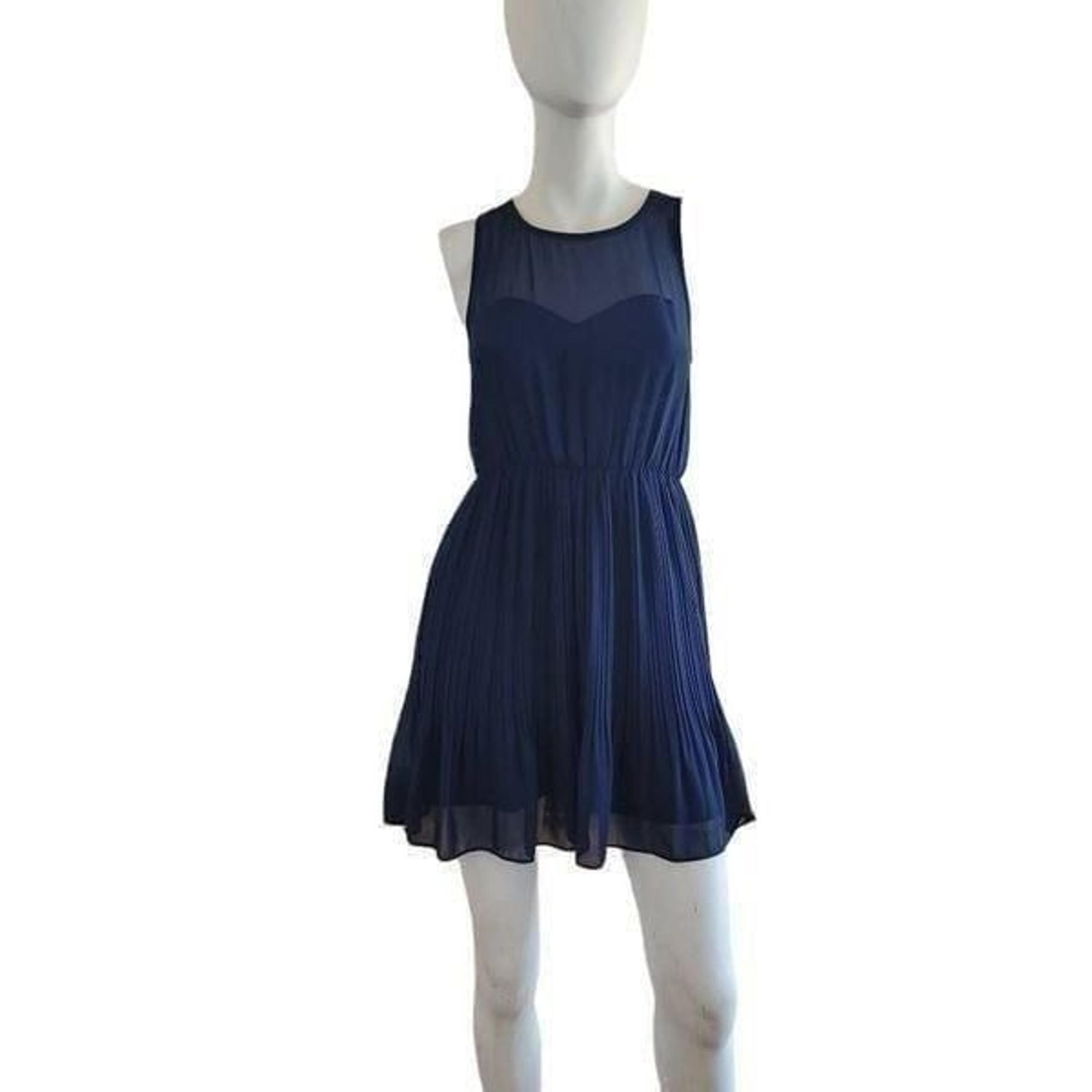 Anthropologie pins and needles womens Sz XS navy mesh Pleated dress