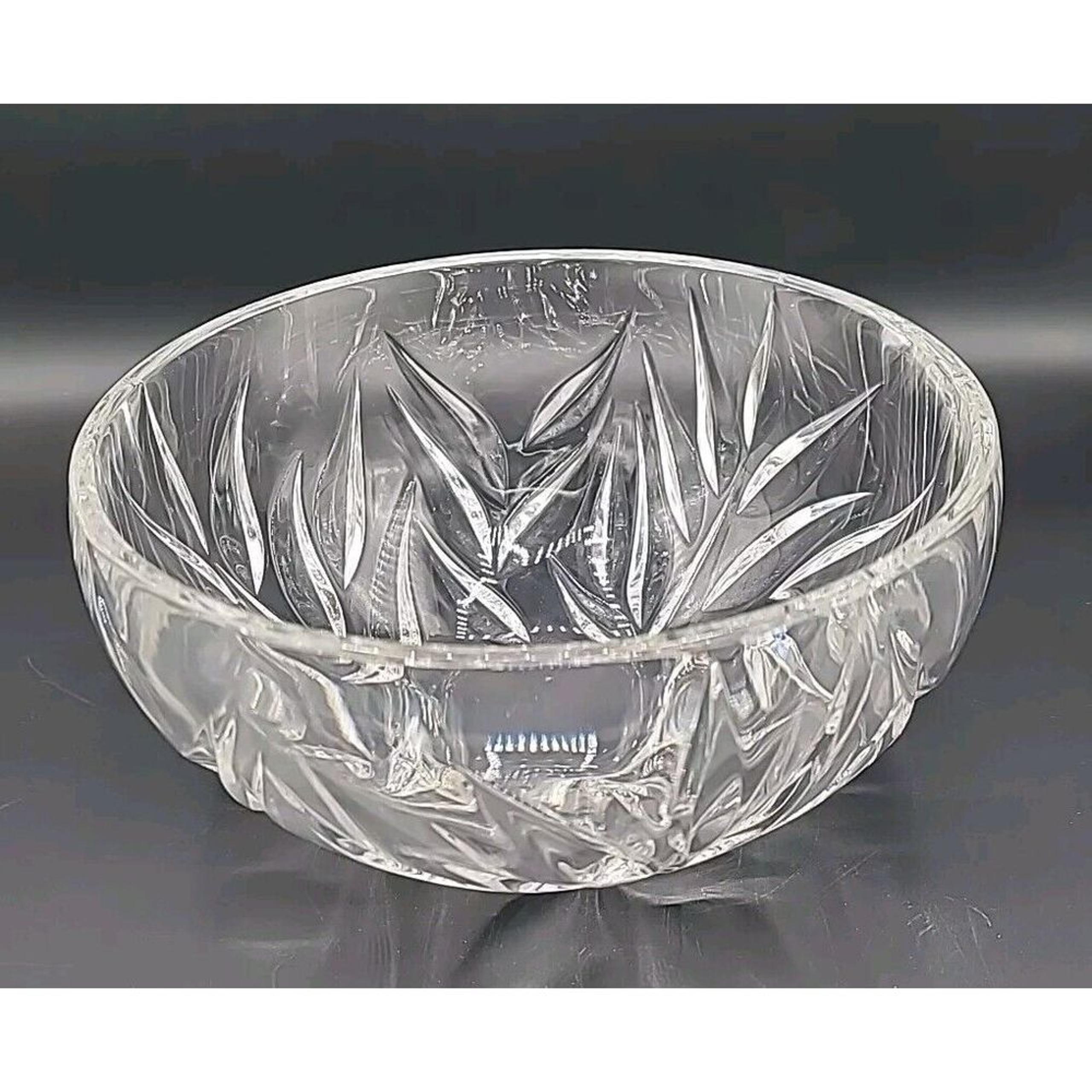 Gorham 8" Lead Crystal Serving Bowl With Star Blossom Design Salad Fruit