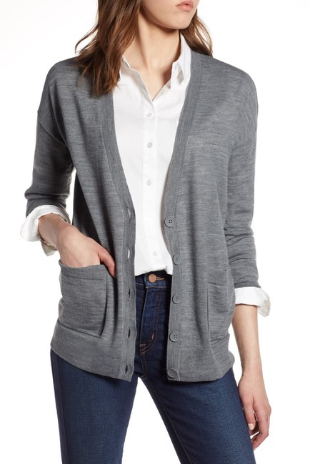 Halogen V-Neck Merino Wool Cardigan XXL