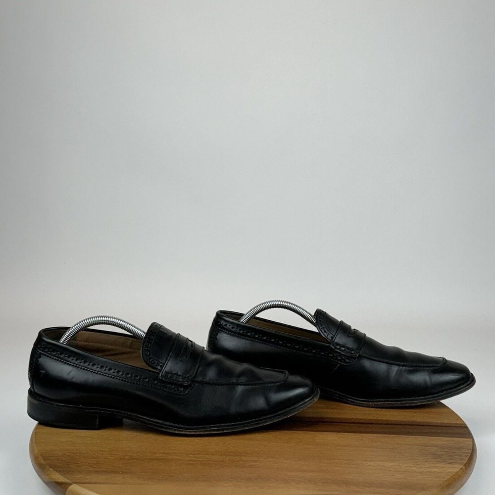 Mens Cole Haan Giraldo Grand II Black Leather Pinch Penny Loafers Size 10 M GUC