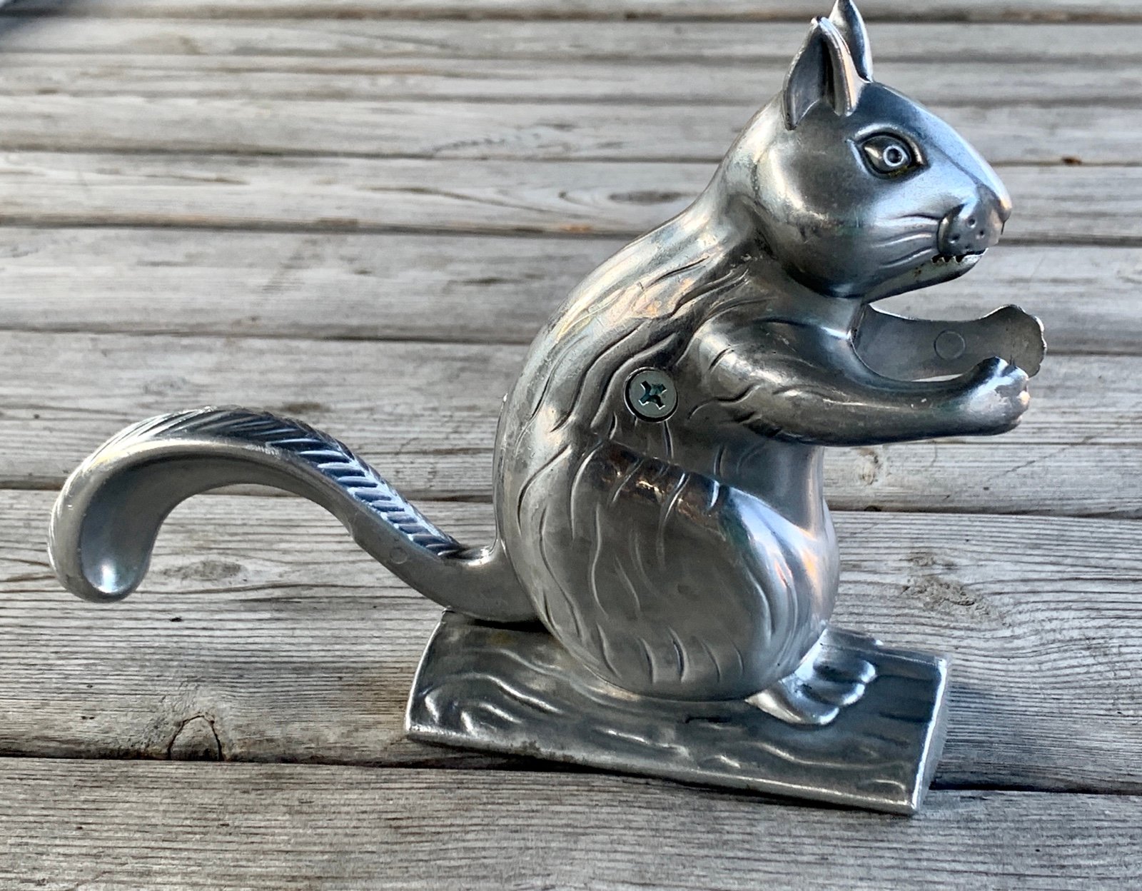 1980s Vintage Figural Metal Squirrel Nutcracker Made in TAIWAN