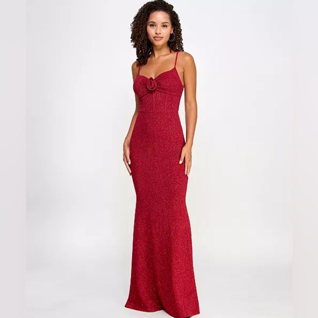 Nwts, Shimmer Elegant Red Evening Gown. Sz S