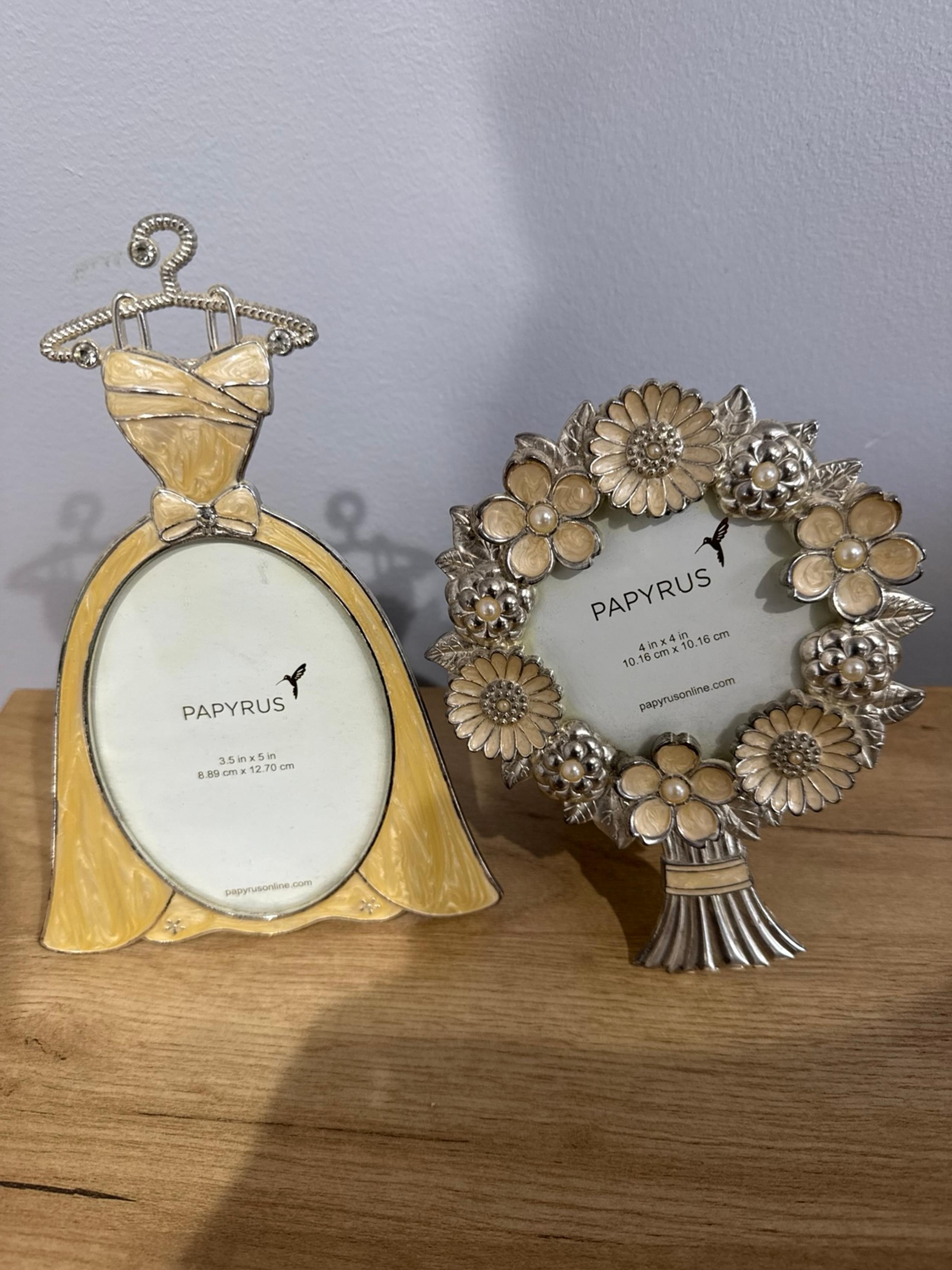 Papyrus Enamel Picture Frames Floral Bouquet Dress Wedding Bridesmaid NOS P