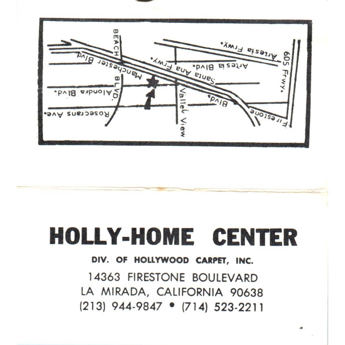Holly-Home Center Hollywood Carpet Inc La Mirada CA Vintage Business Card SD8-B3