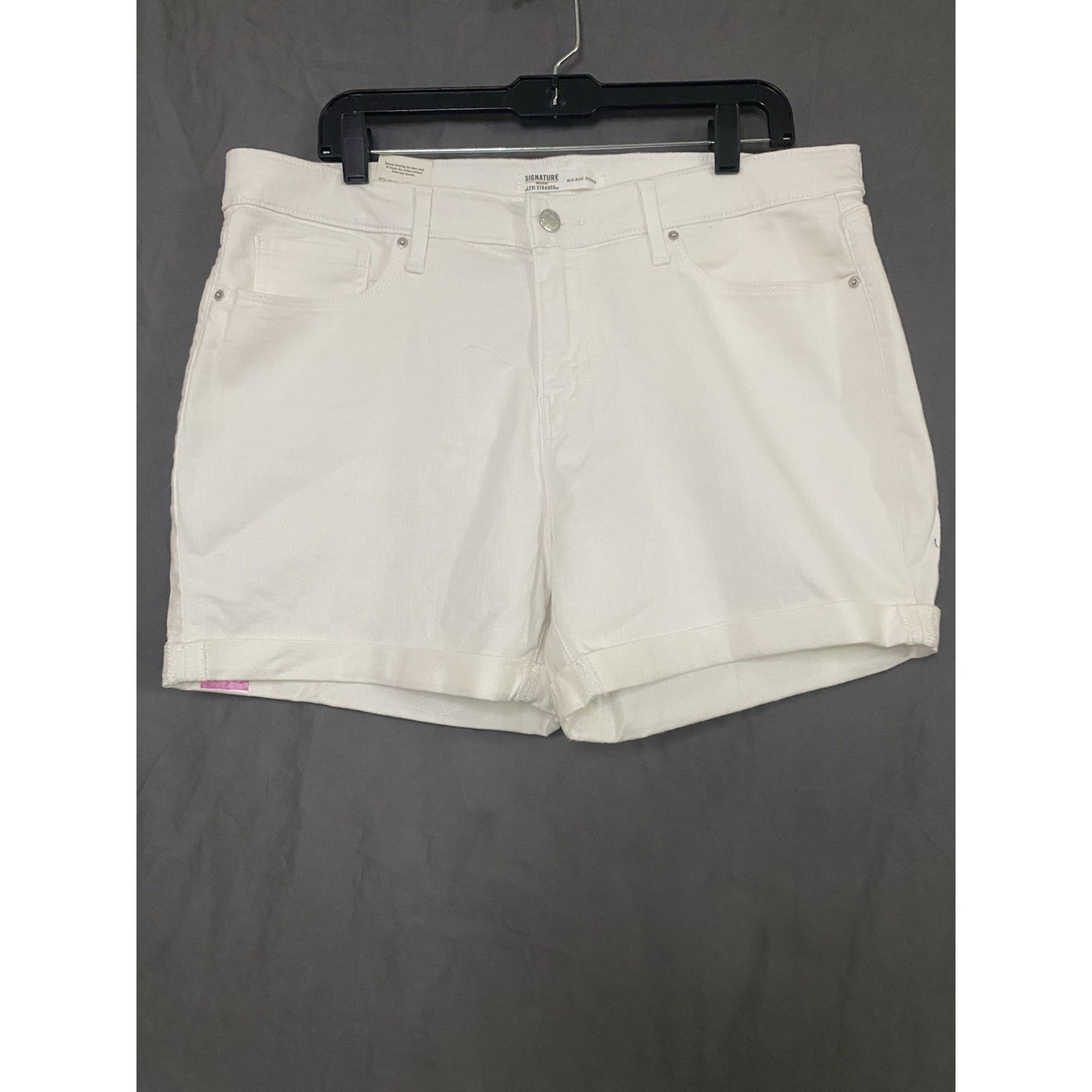 Signature By Levi's Women's Mid Rise Stretch 5" Shorts Sz 16/W33 Cuffed White