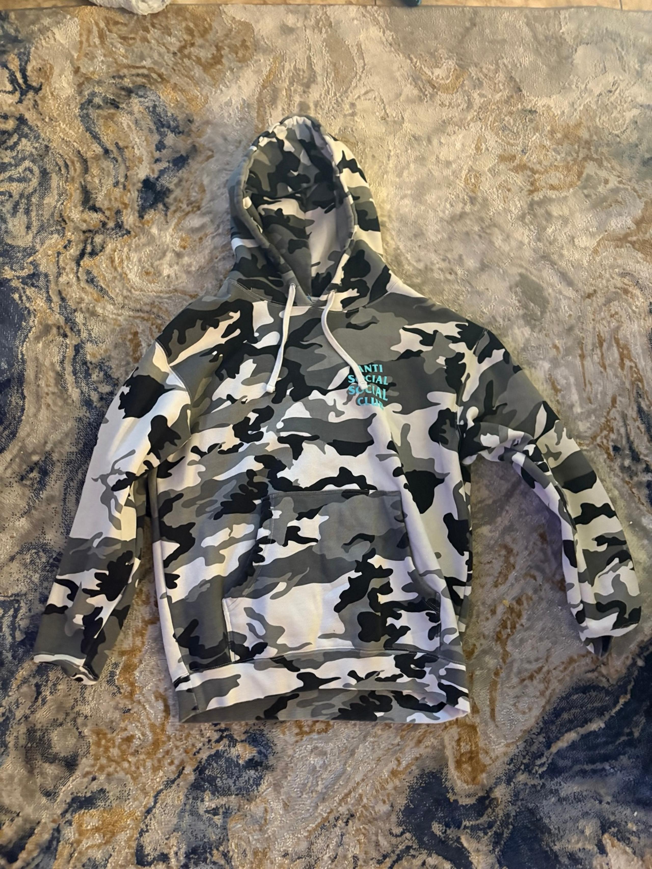 Camo blue anti social social club medium men’s oversized hoodie