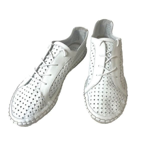Vince Camuto Womens Sz 11M Comfort Casual White Leather Lace Up Espadrille Flats