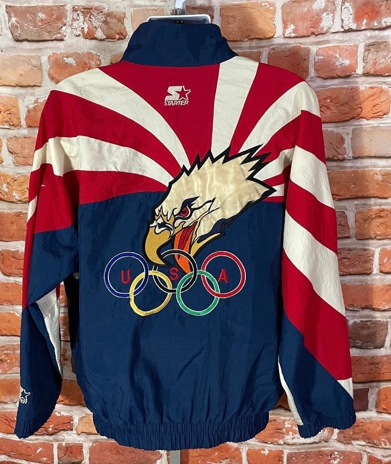 Vintage 90s Team USA Olympics Starter Jacket Mens M Eagle Atlanta Summer