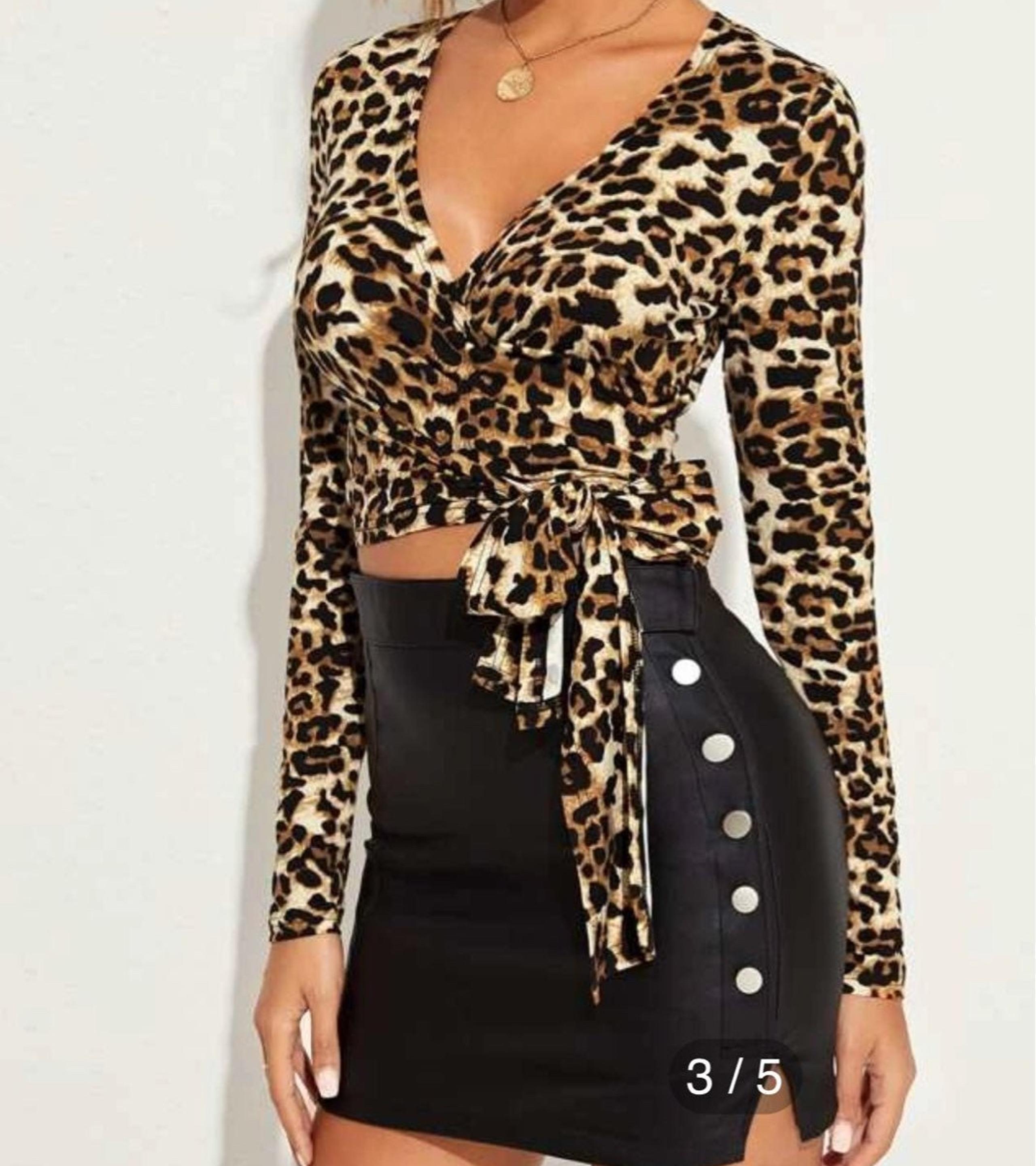 Leopard Wrap around Tie Top