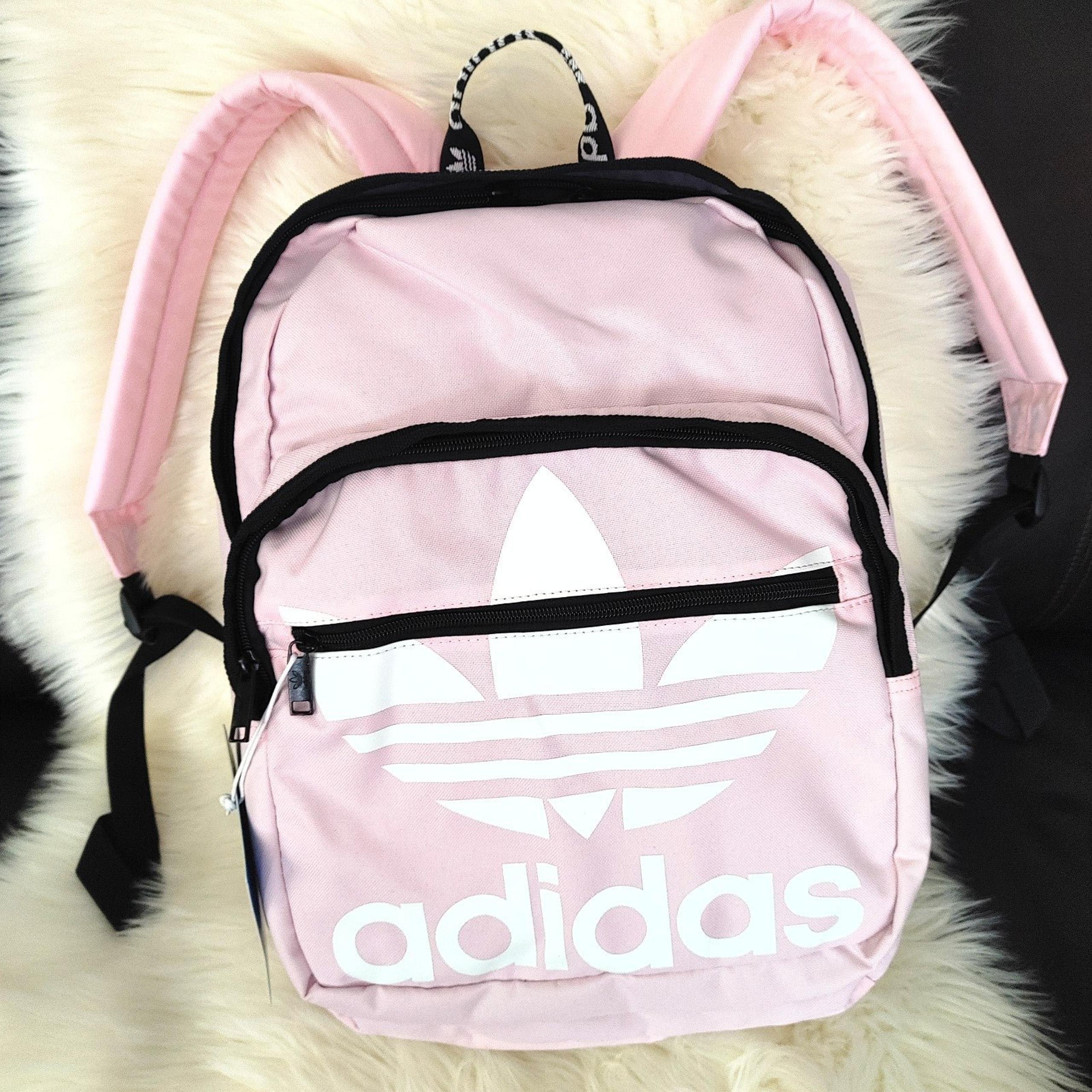 Adidas originals trefoil pocket backpack light baby pink and white