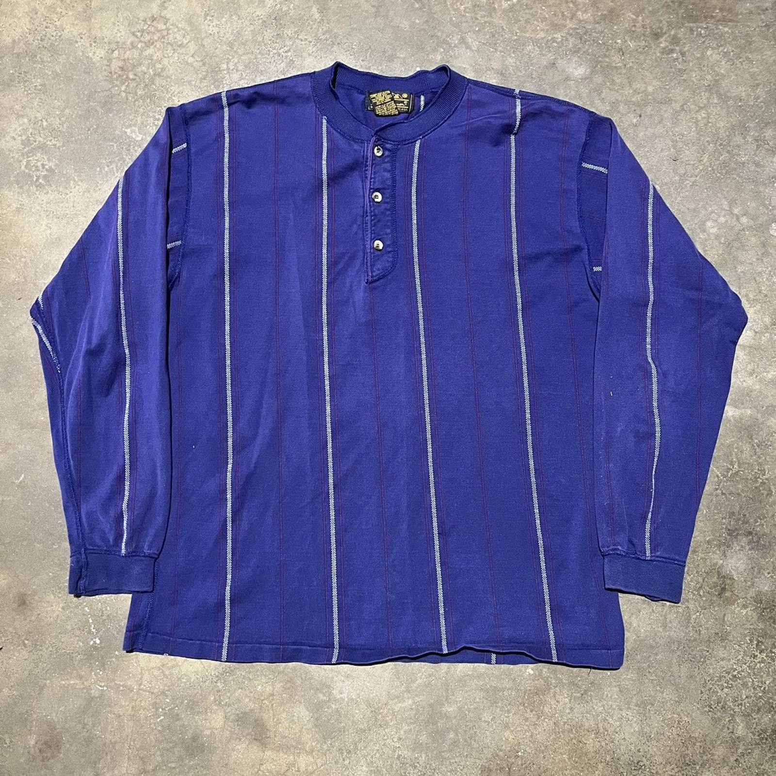 Vintage 90s Eddie Bauer Navy Striped Henley Shirt