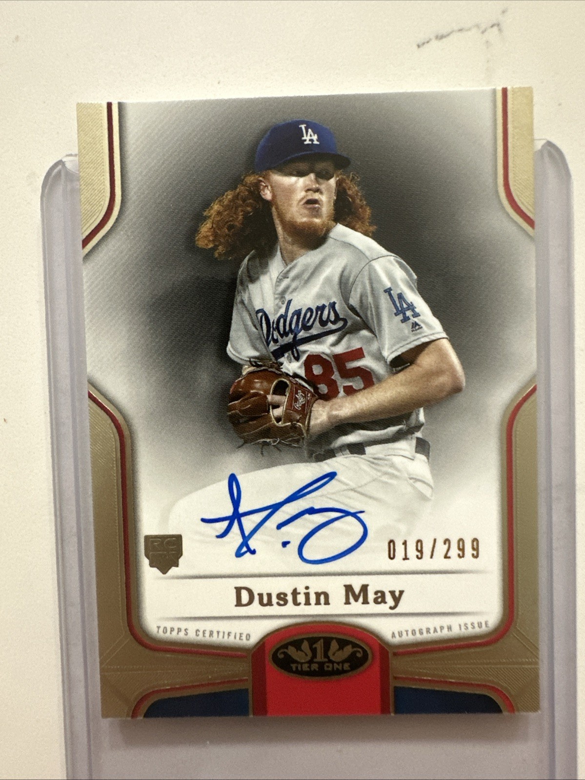 2020 Topps Tier One Break Out Auto /299 Dustin May #BOA-DM Rookie Auto RC