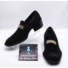 Marco Delli Men's Black Velvet Loafers Square Toe Slip-On Dress Shoes Sz 10 2238