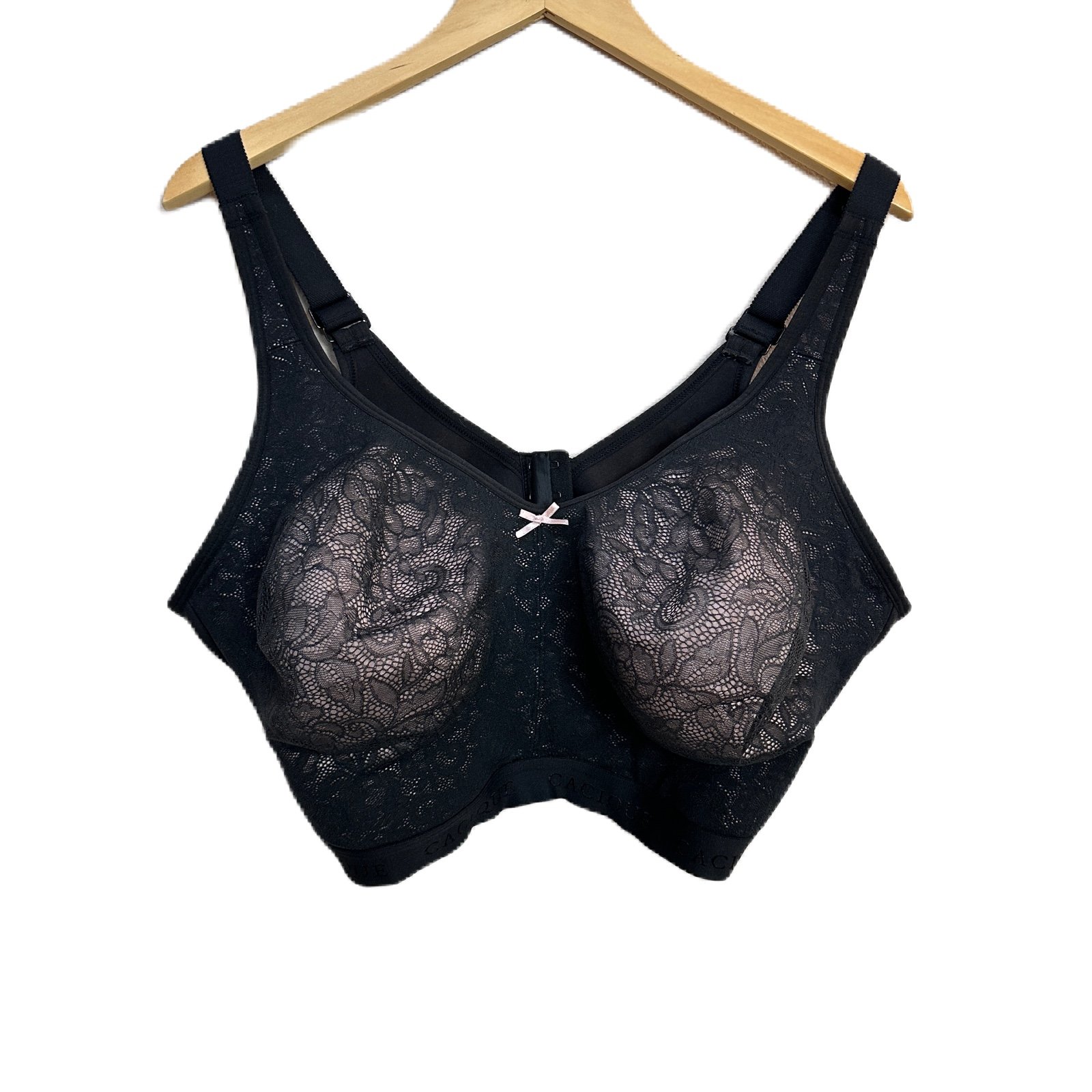 Cacique Unlined Full Coverage No Wire Lace Bra Black Women’s Sz 44H