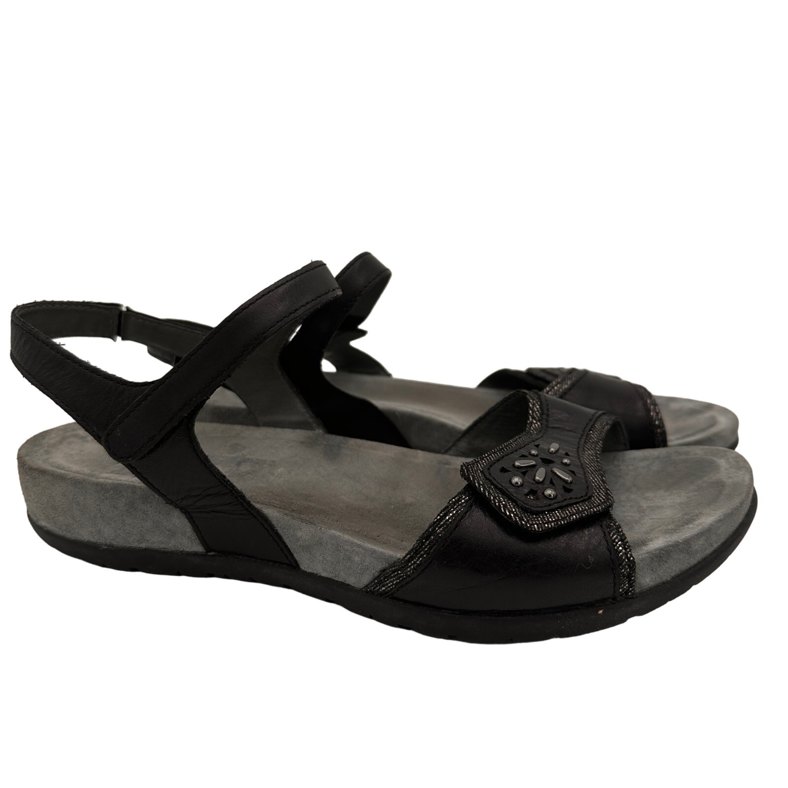 Dansko Black Blythe Leather Flat Sandals Size 40 / 10