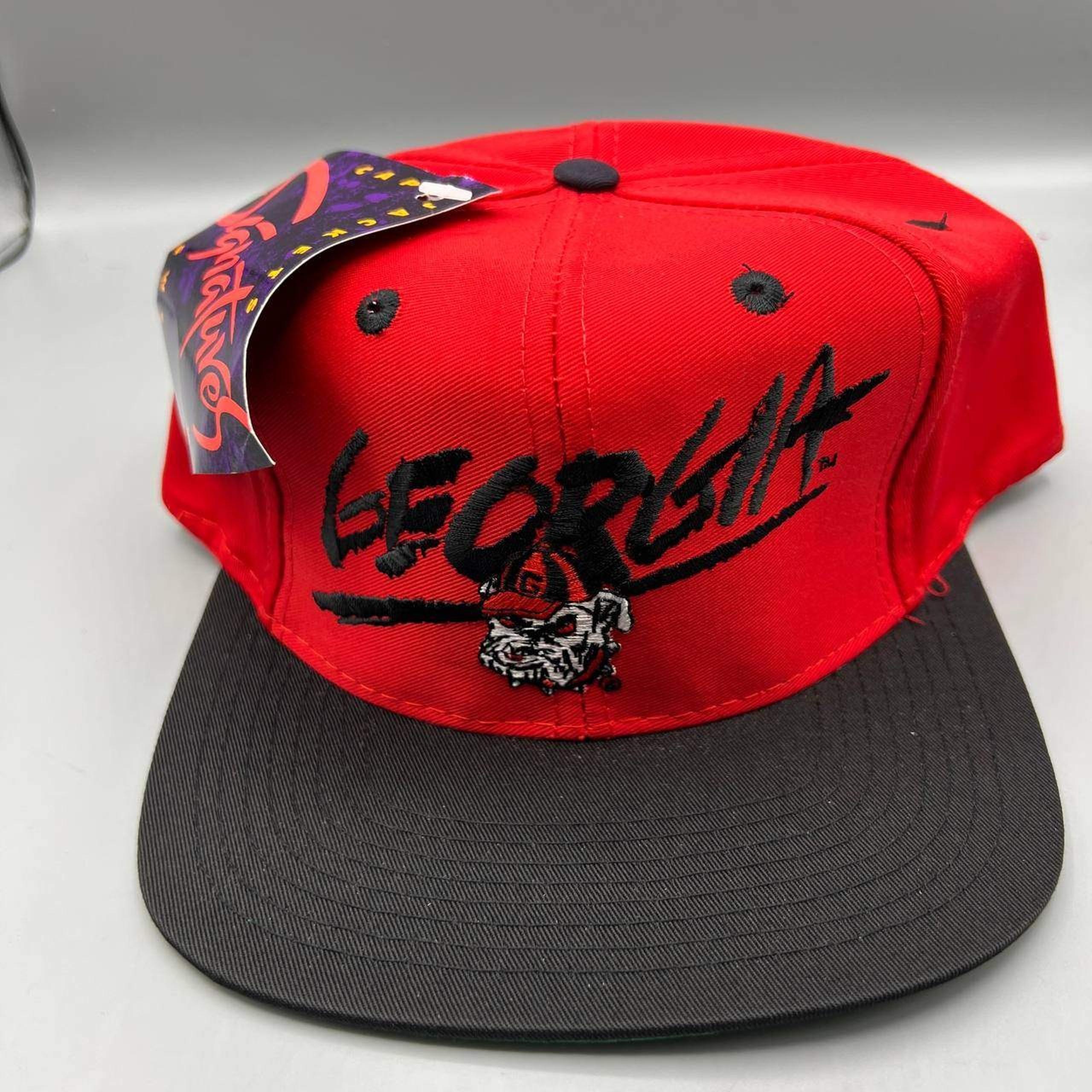 Vintage Georgia Bulldogs Hat Men Red Black Signatures Snap Back Cap New