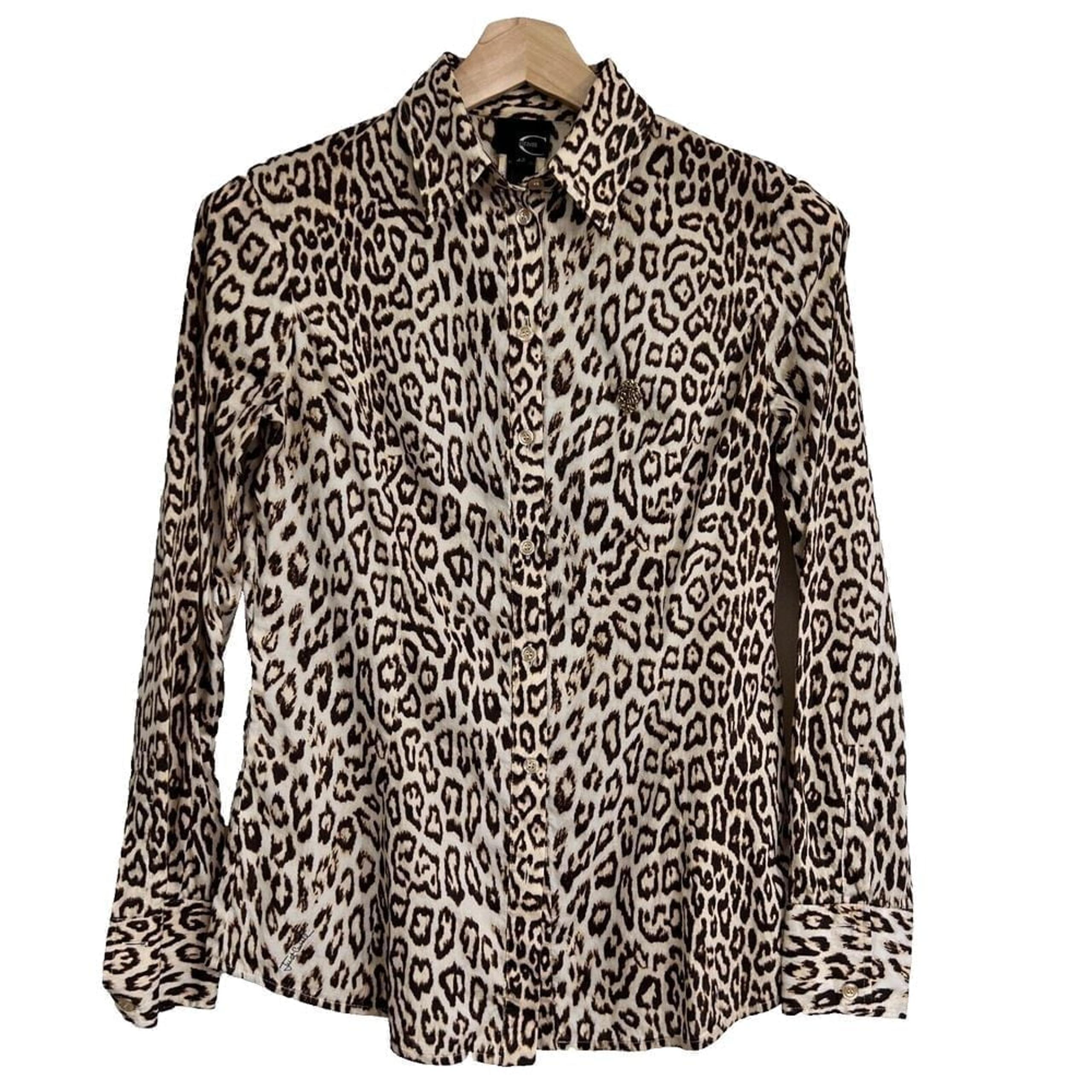 Just Cavalli Tiger Print Long Sleeve Shirt Size Small 46 Designer Classic Preppy