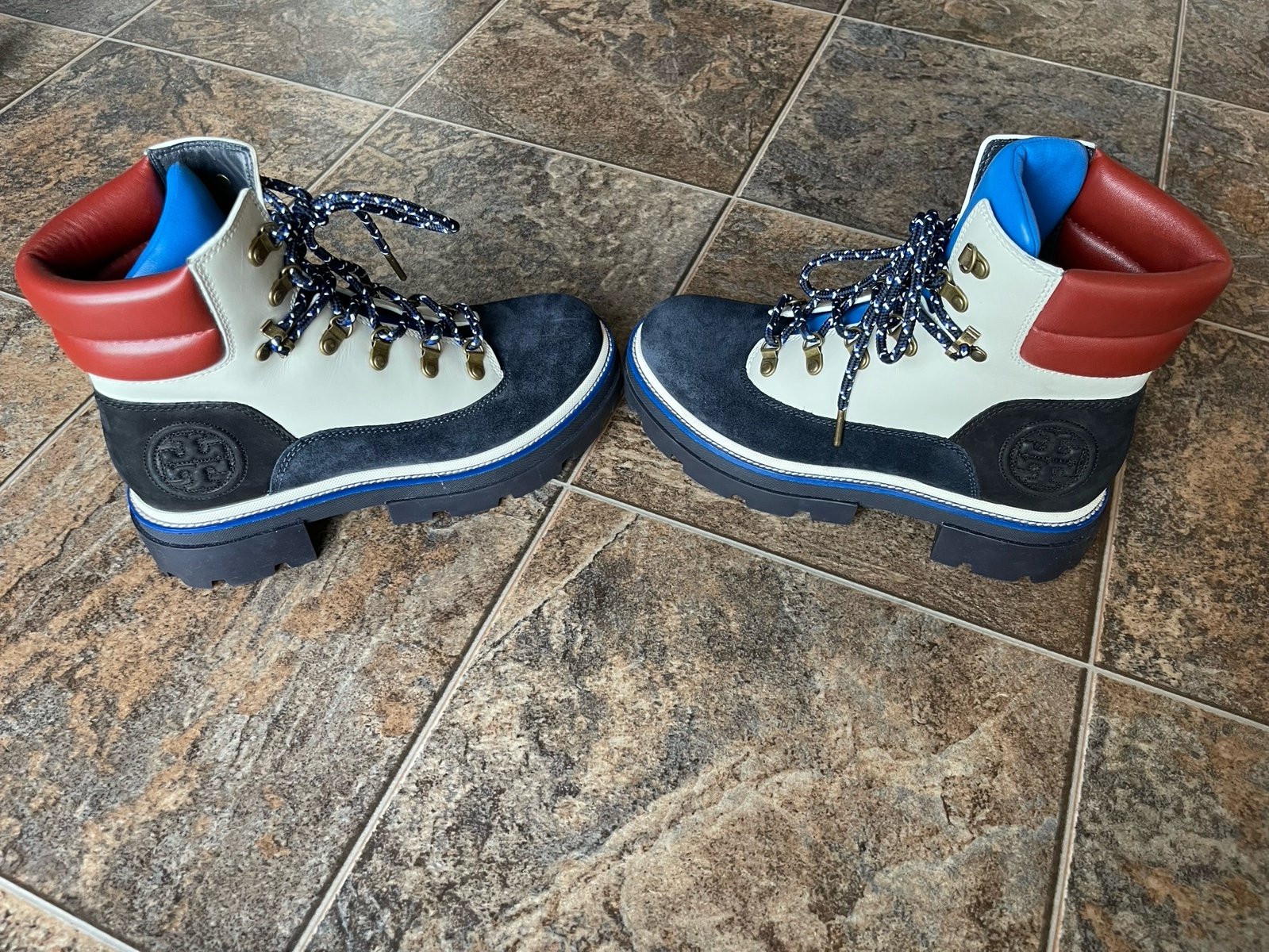 Tory Burch Miller Lug Hiker Boots- Blue, Women’s Size 9M