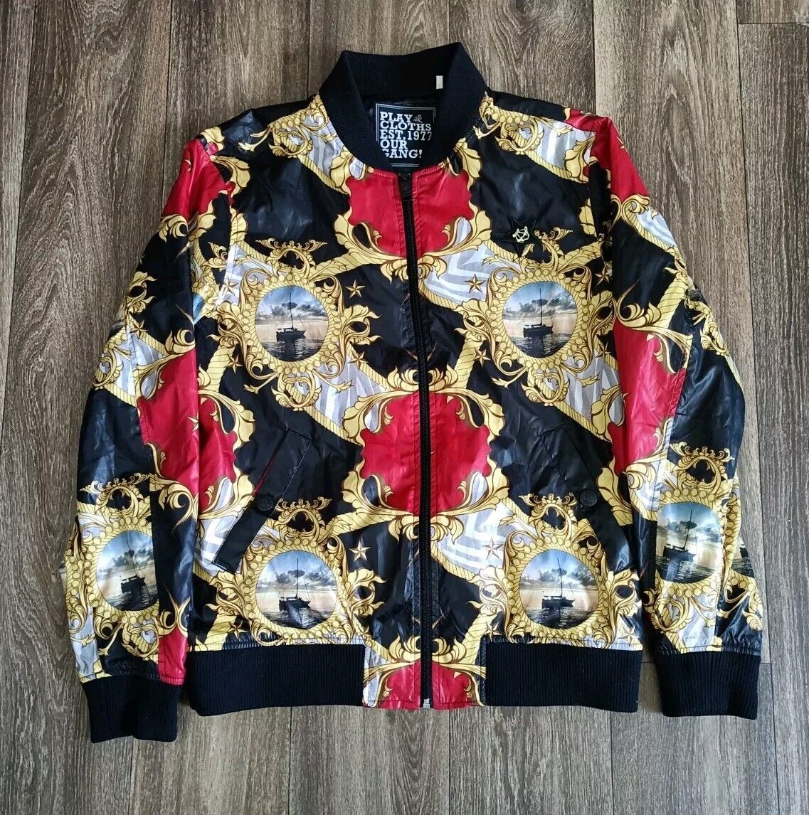 Play Cloths Clothing Jacket Men's Size Medium Baroque Nautical Full Zip