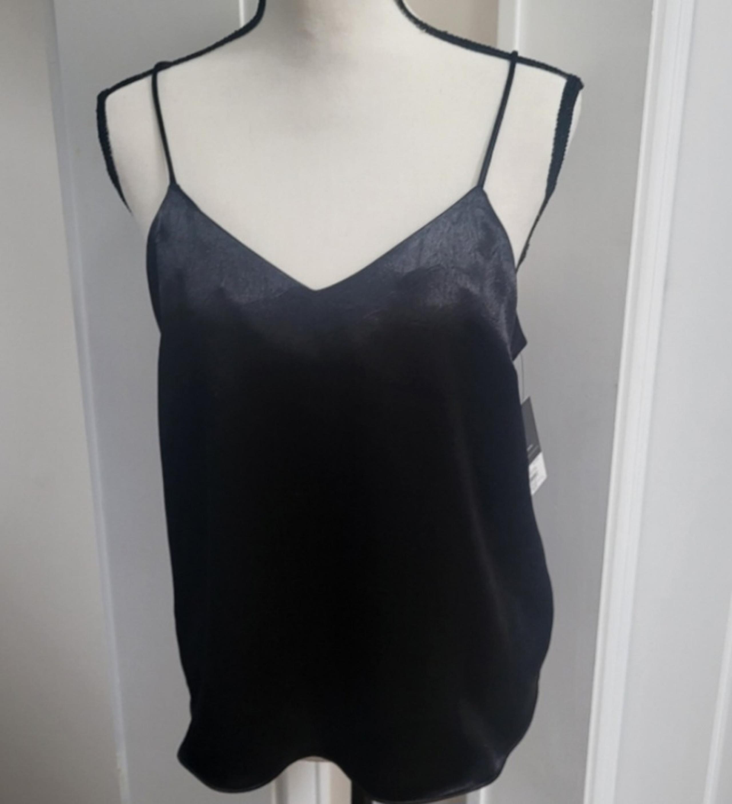 NWT Sexy Textured Black Satin Cami by Nine West Small