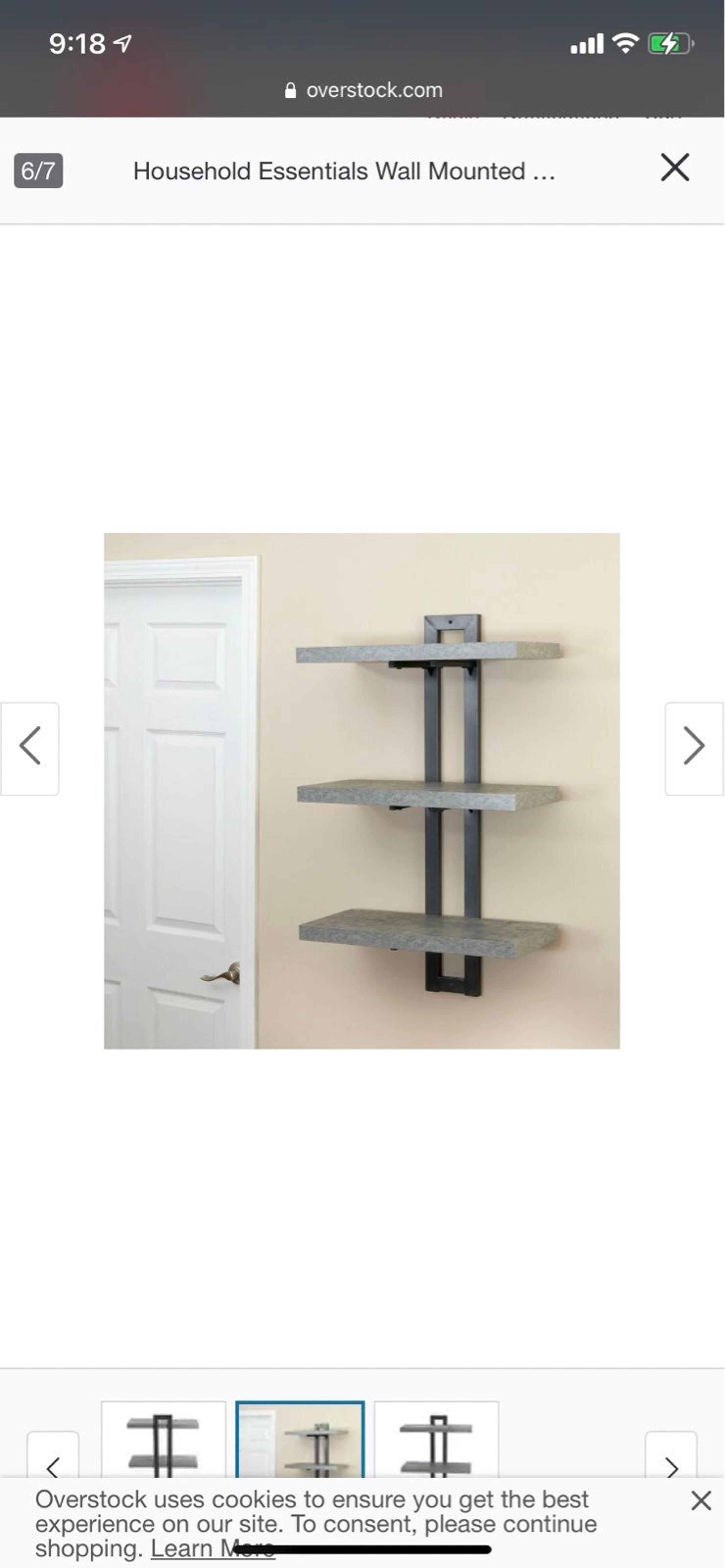NEW Grey Metal Floating Wall Shelves