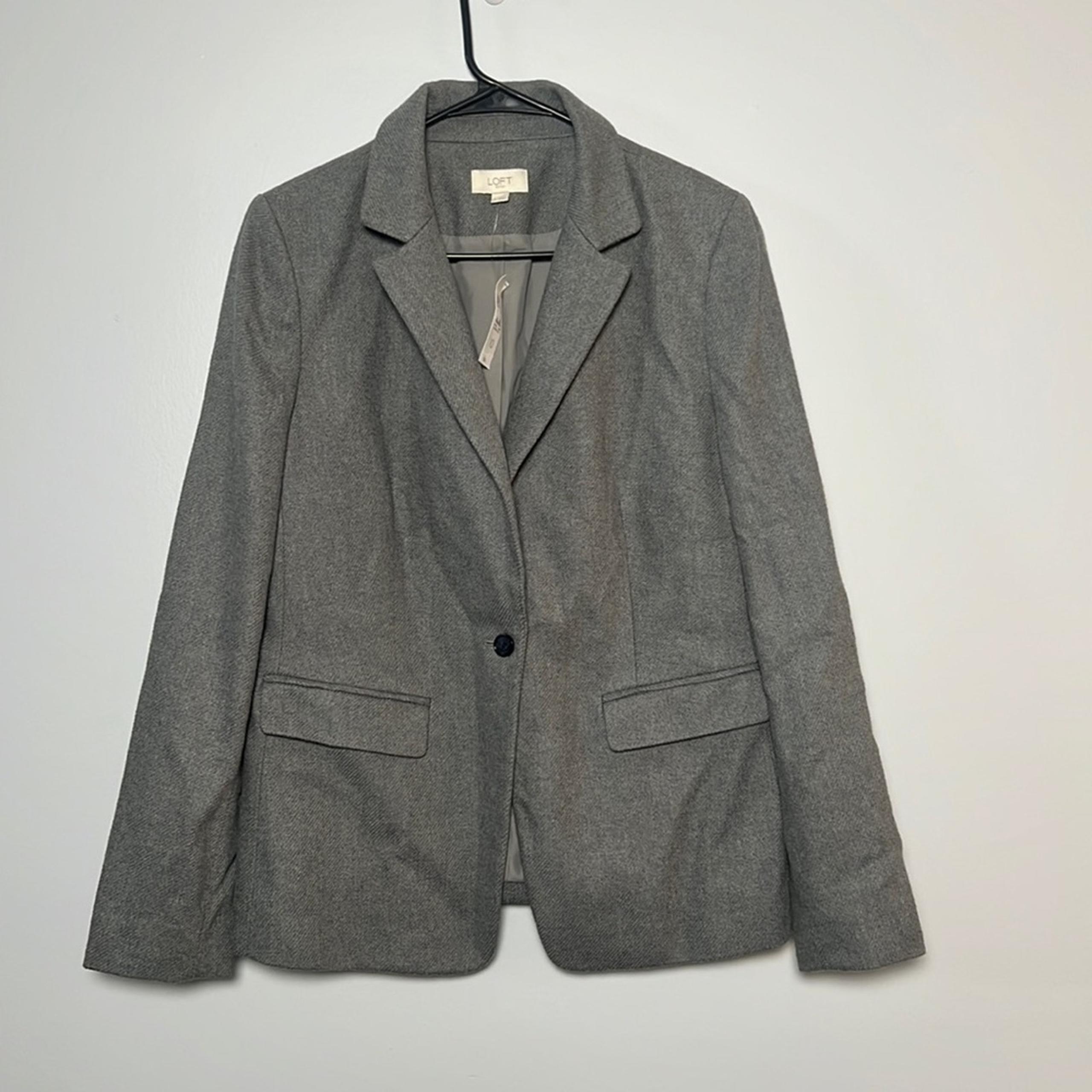 Loft Womens 100% Cotton Grey Blazer NEW size 10