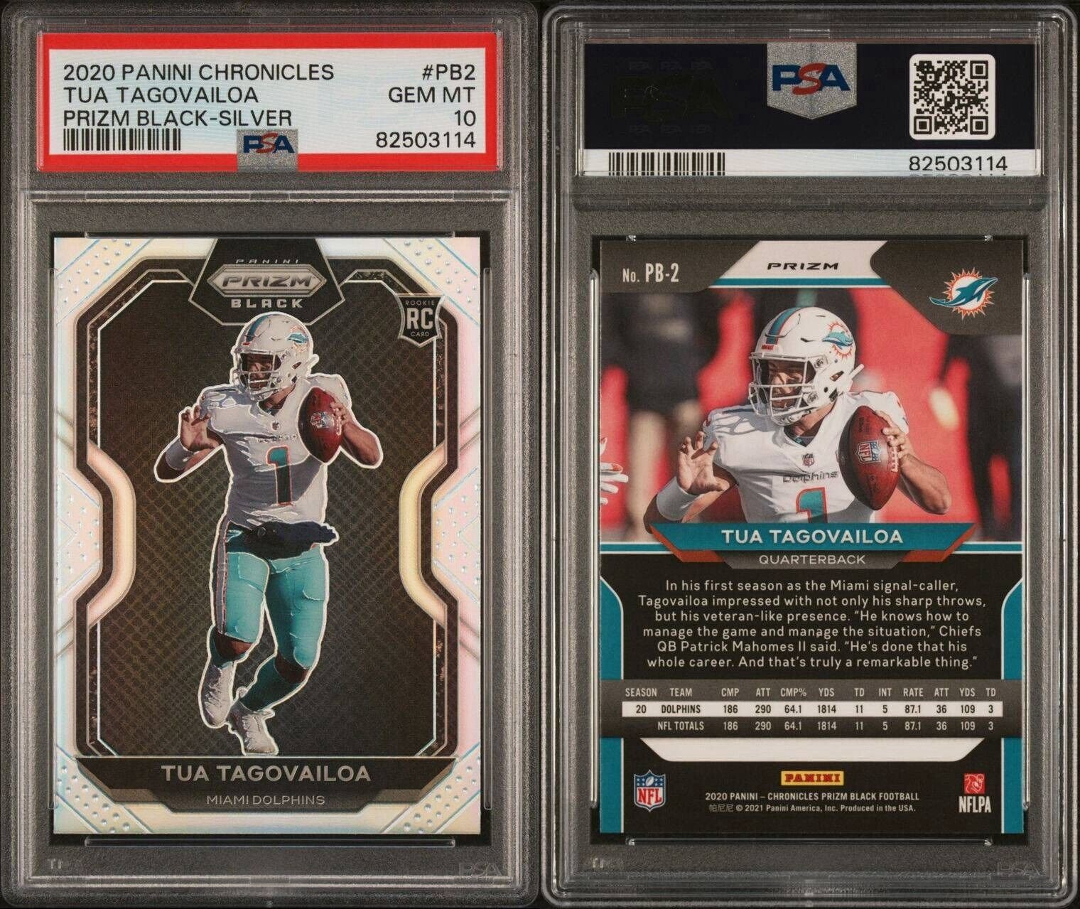 Tua Tagovailoa 2020 Panini Prizm Black Silver RC Rookie PSA 10 Gem Mint #PB2