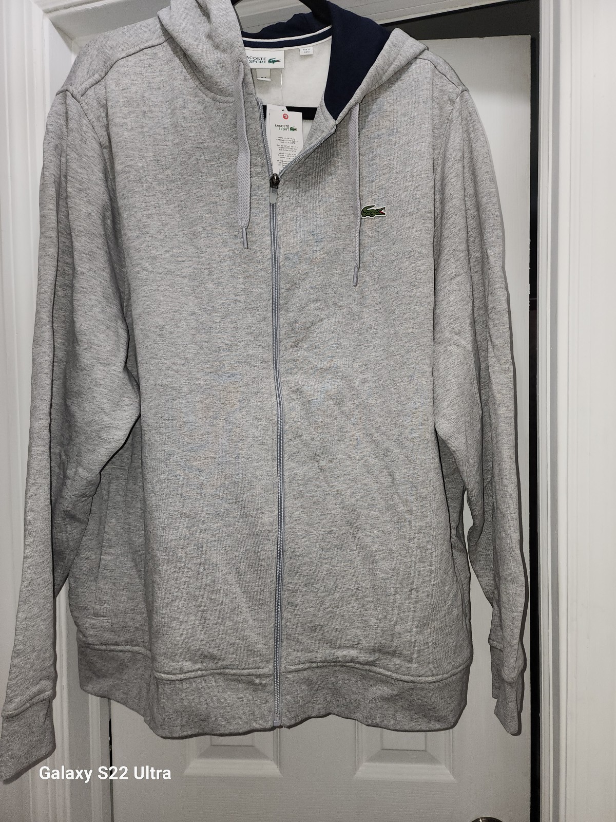 Hoodie LACOSTE SPORT 9/4XL GRAY ZIP UP HOODIE NEW