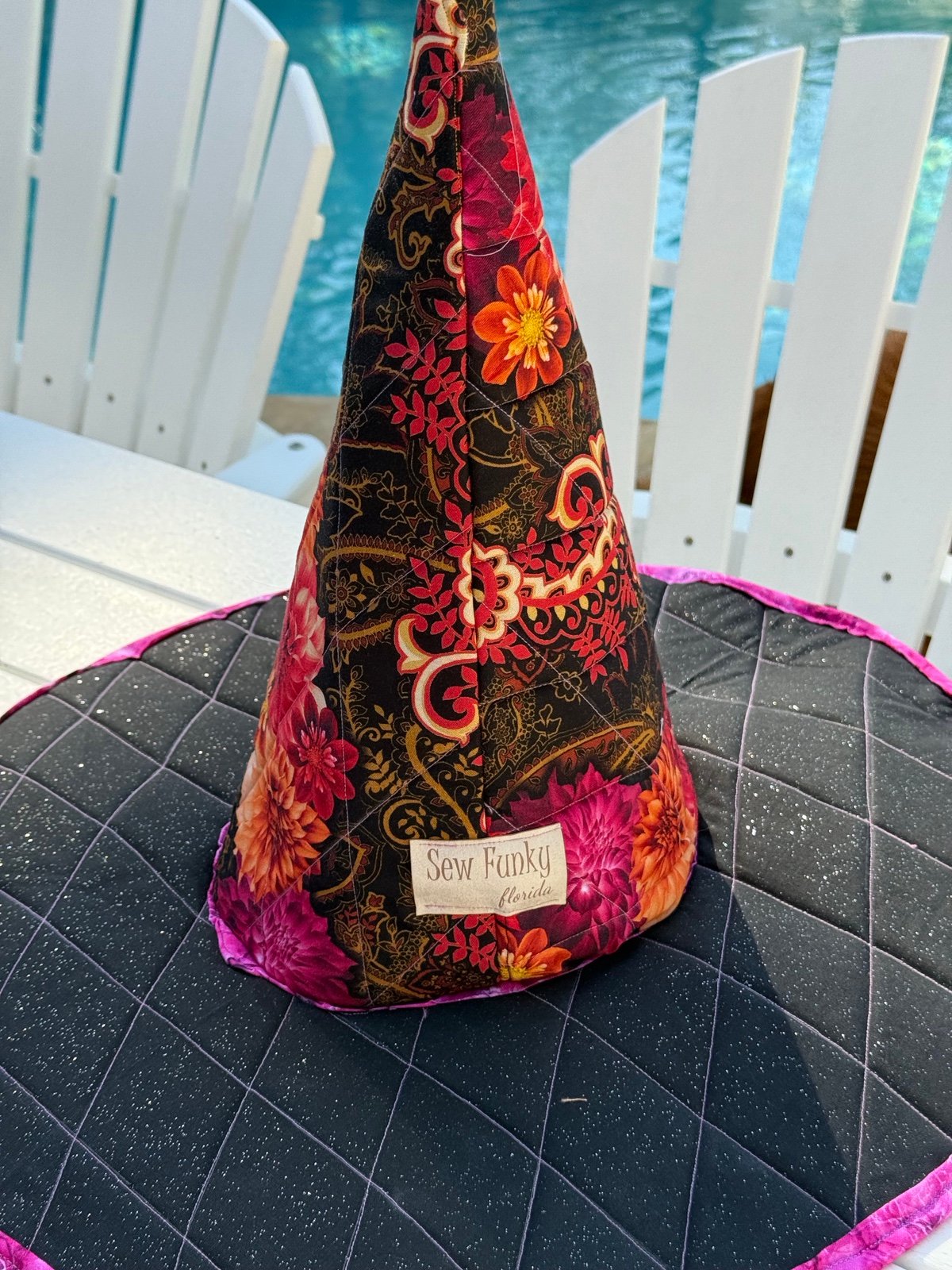 Unique Boutique ooak handmade quilted patchwork witch hat osfm Rosina paisley
