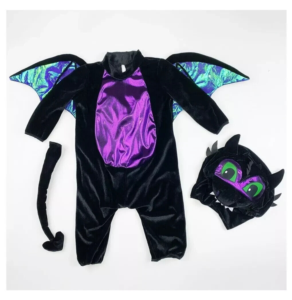 Unisex Infant Baby Dragon Halloween Costume 4-Piece Set, Black 6-12 Months
