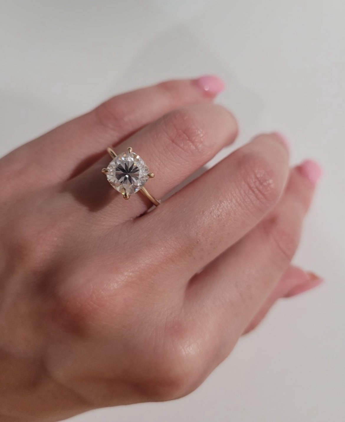 *SALE* 3CT Cushion Cut Moissanite Solid Gold Engagement Ring Size 7