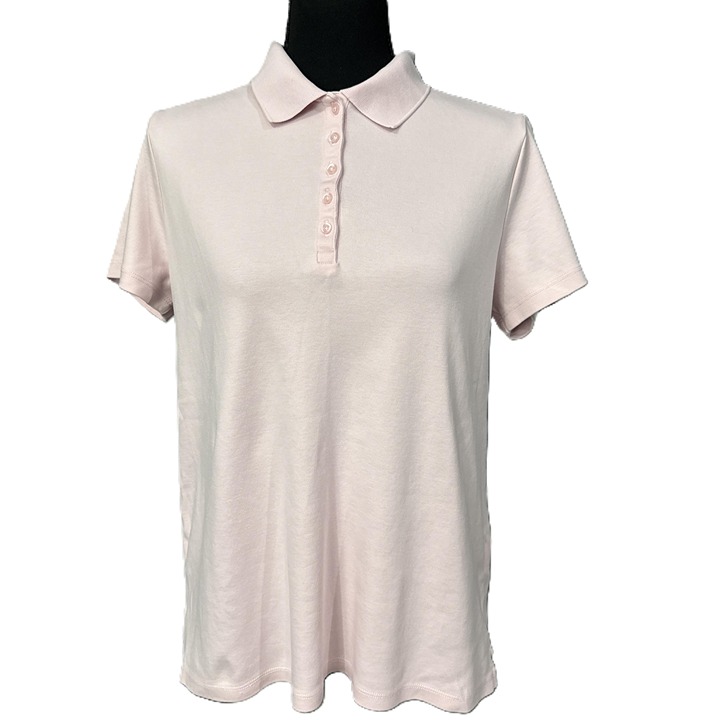 Lands End NWOT Women's Supima Cotton Polo Shirt in Pink-Size Large