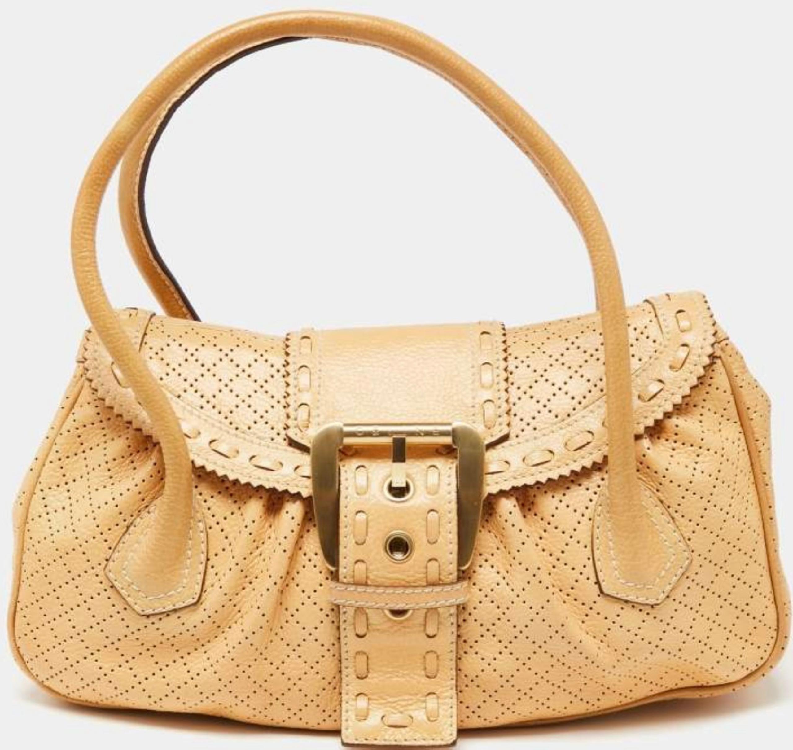 Authentic Celine Beige Leather Vintage Satchel - CÉLINE