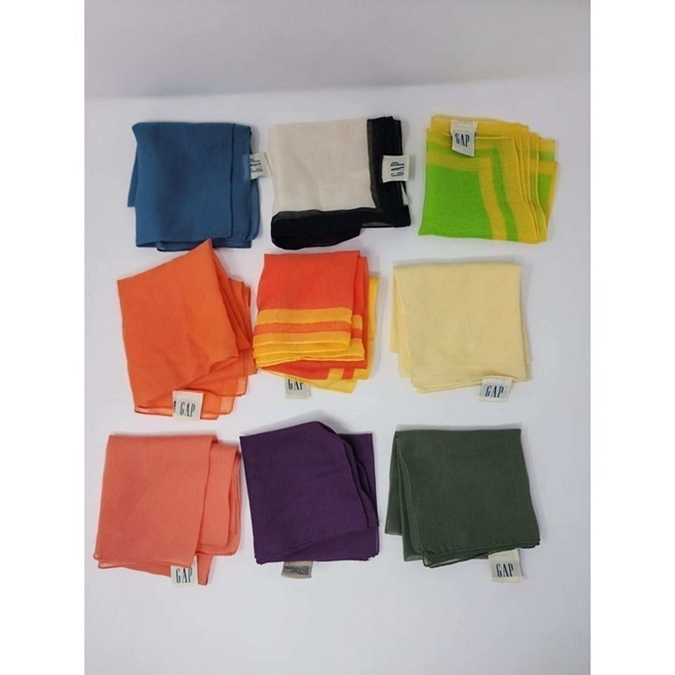 Vintage GAP Polyester Scarves Made In Italy Approximately 15" Square Lot Of 9