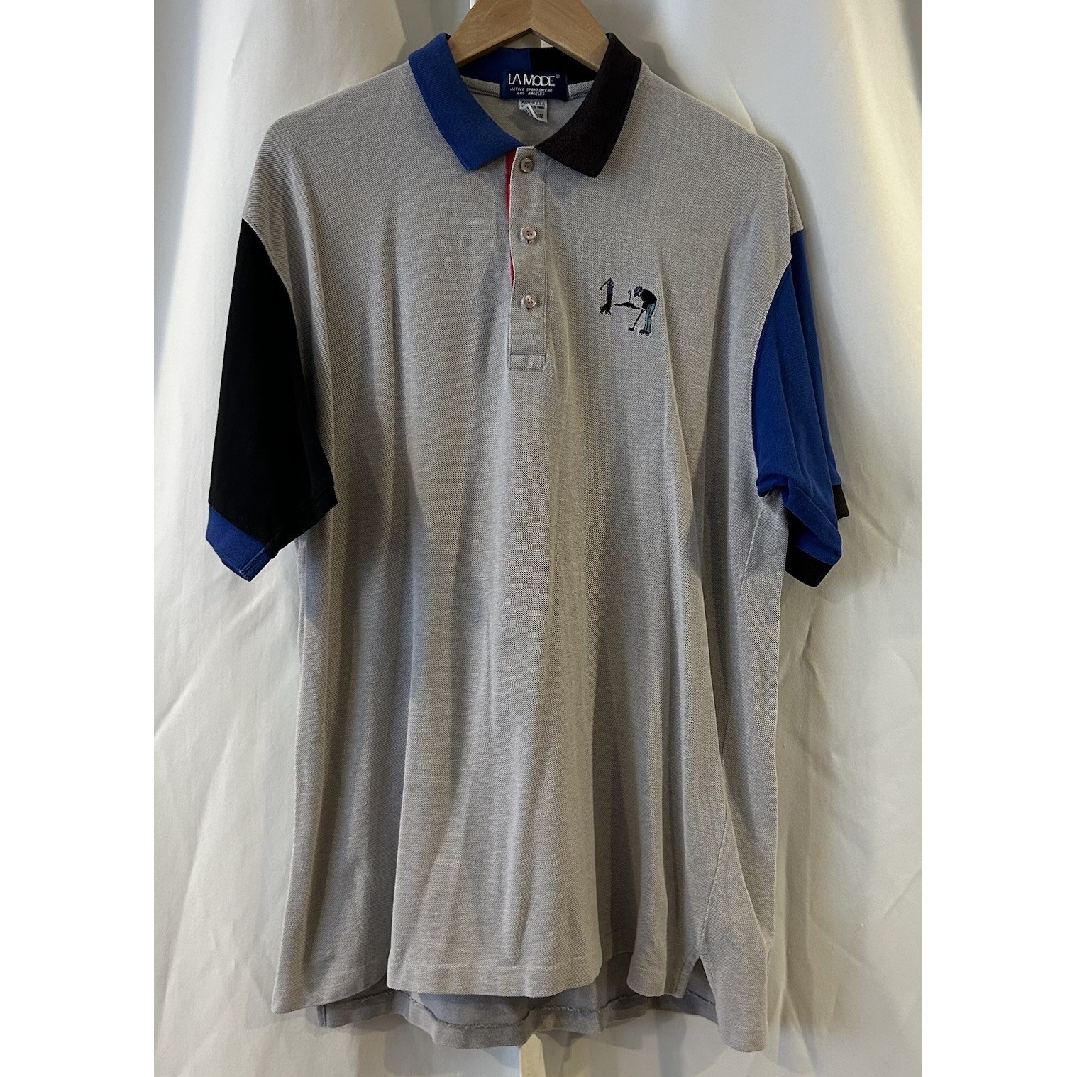Vintage La Mode Active Sportswear Golf Embroidered Polo Shirt Mens XL Colorblock