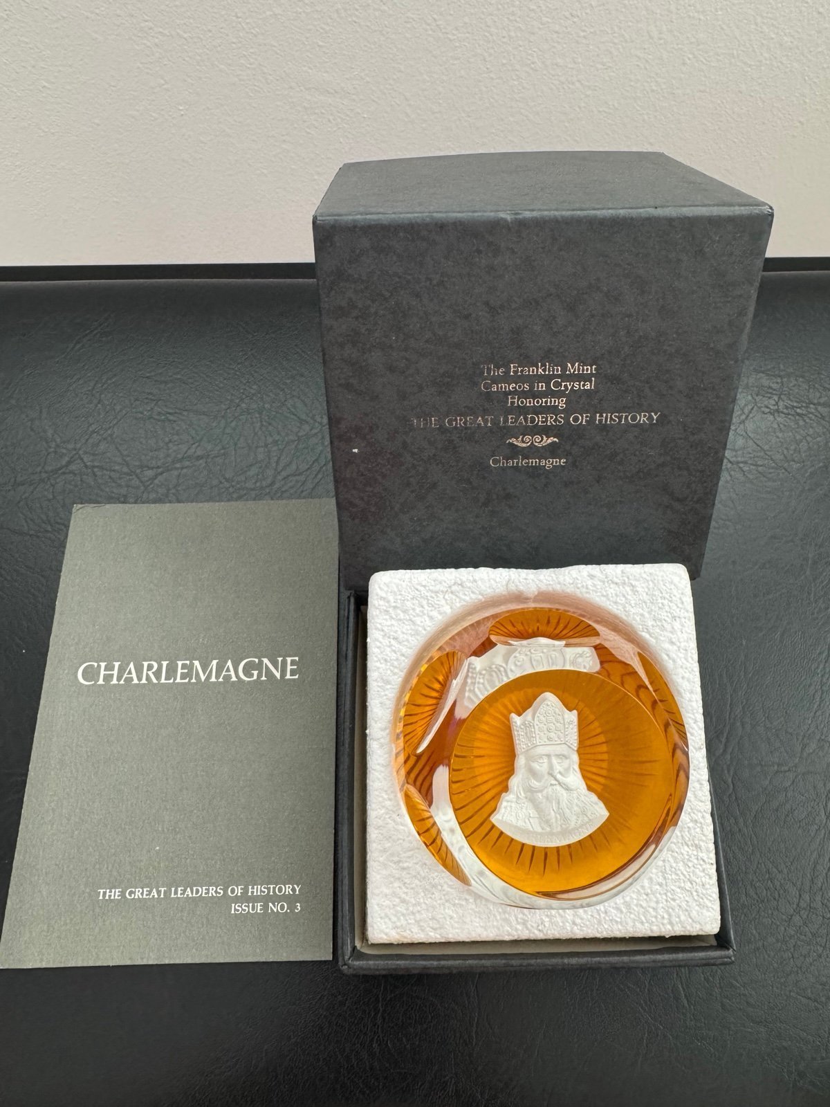 Baccarat Crystal Franklin Mint Paperweight the great Leader Charlemagne